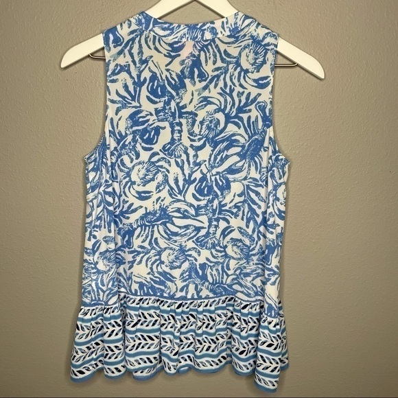 Lilly Pulitzer Gramercy Top On a Roll Peplum , Lobster Tank Blouse - Picture 4 of 5